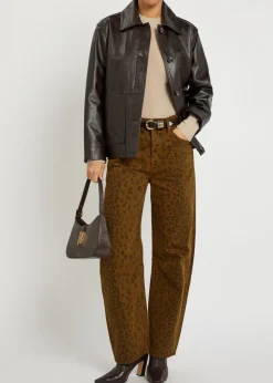 Miro leopard-print barrel-leg jeans