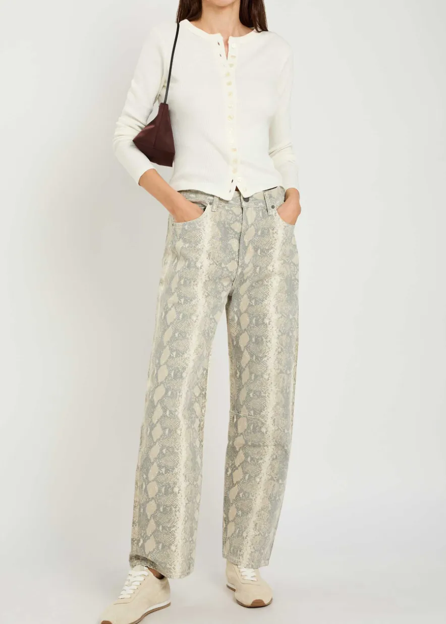 Miro python-print barrel-leg jeans