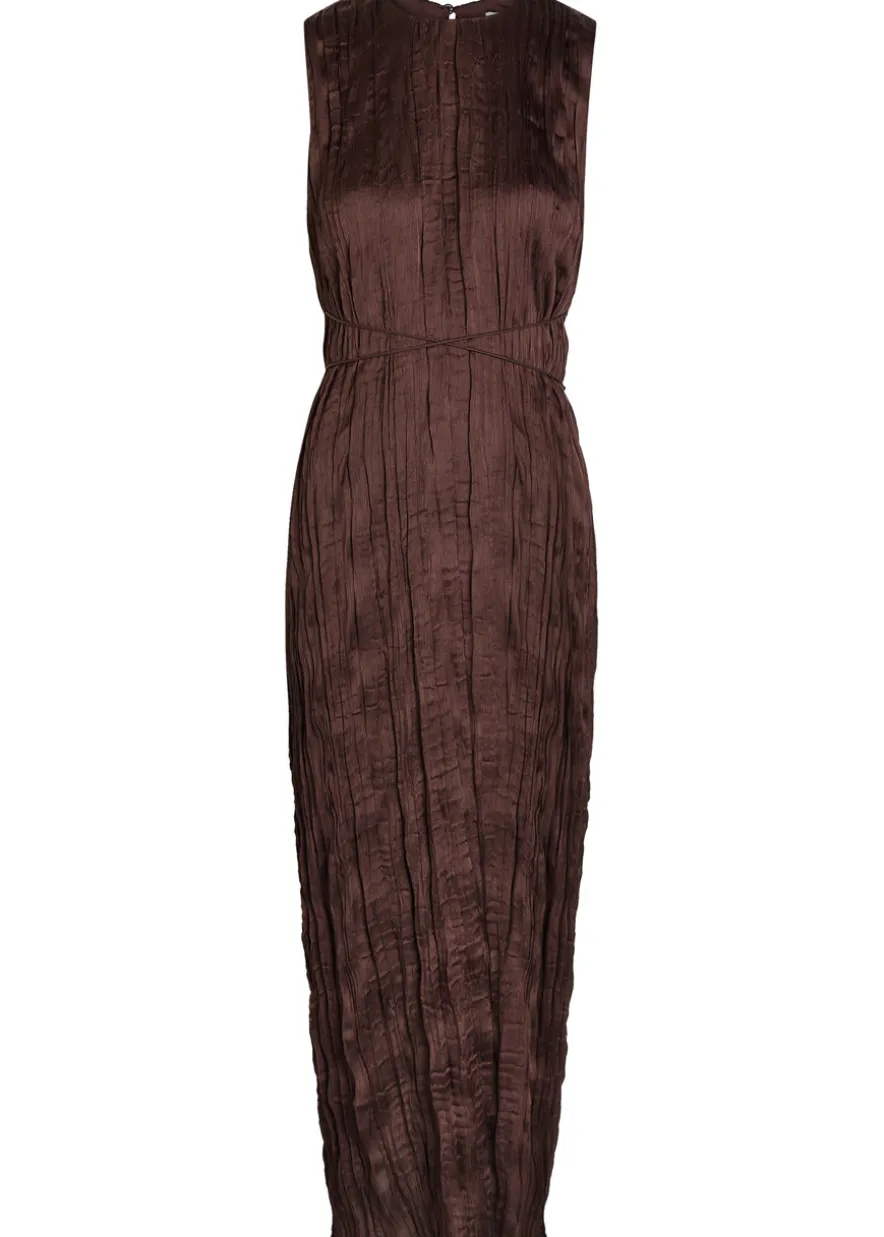 Mizu belted plissé midi dress