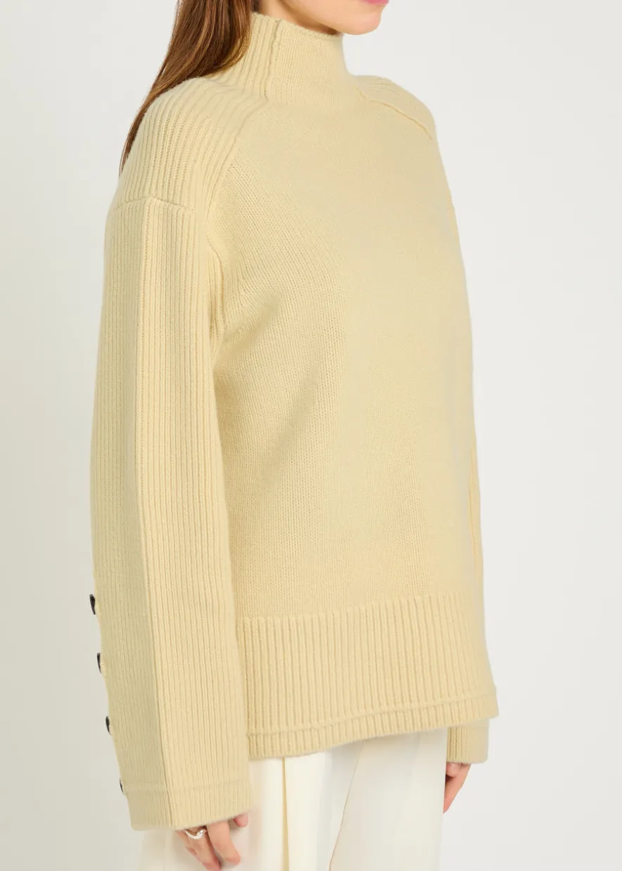 Mock-neck merino wool and cashmere-blend jumper