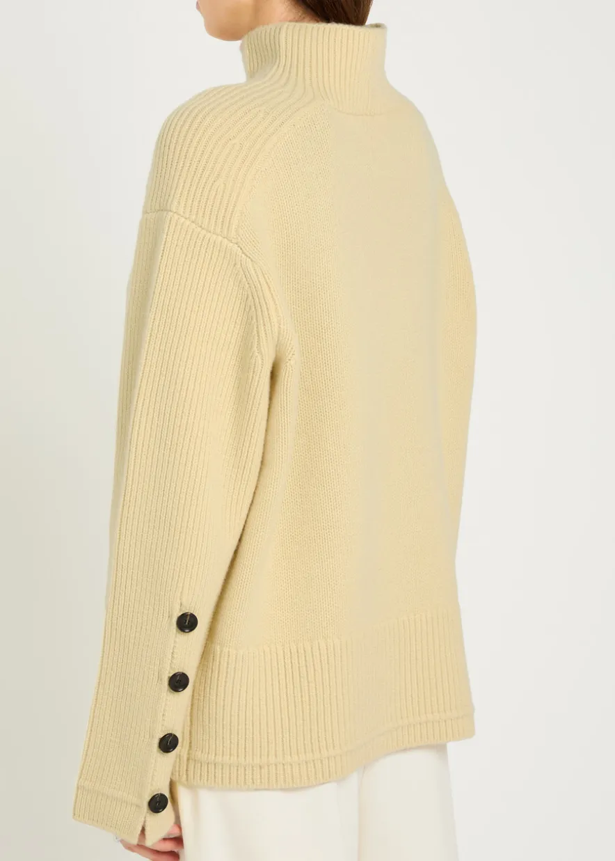Mock-neck merino wool and cashmere-blend jumper