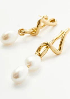 Molten asymmetric 18kt gold-plated earrings