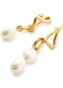 Molten asymmetric 18kt gold-plated earrings