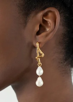 Molten asymmetric 18kt gold-plated earrings