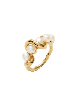Molten pearl and 18kt gold-plated ring