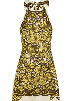 Mona printed halterneck hemp mini dress
