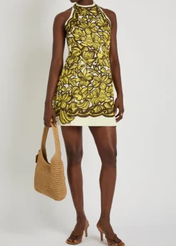 Mona printed halterneck hemp mini dress