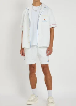 Monogram-jacquard towelling cotton-blend shorts