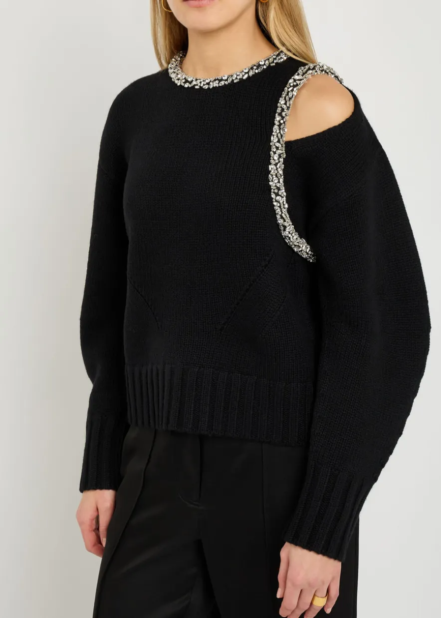 Monroe crystal-embellished wool-blend jumper