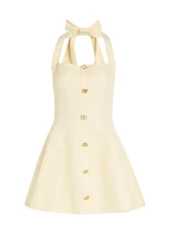 Monroe halterneck linen-blend mini dress