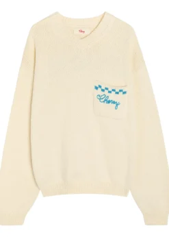 Motors embroidered knit jumper