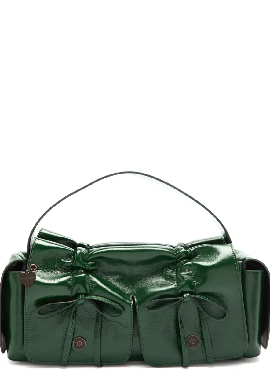 Multipocket leather top handle bag