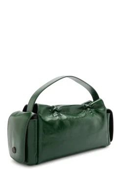 Multipocket leather top handle bag
