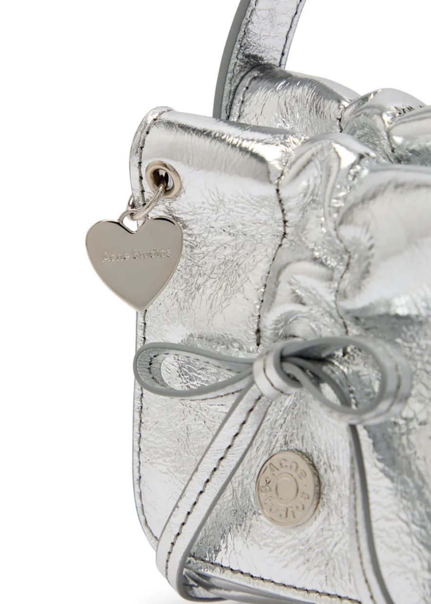 Multipocket Micro metallic leather top handle bag