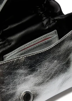 Multipocket Micro metallic leather top handle bag
