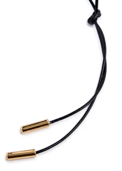 Mushroom 24kt gold-plated leather cord necklace