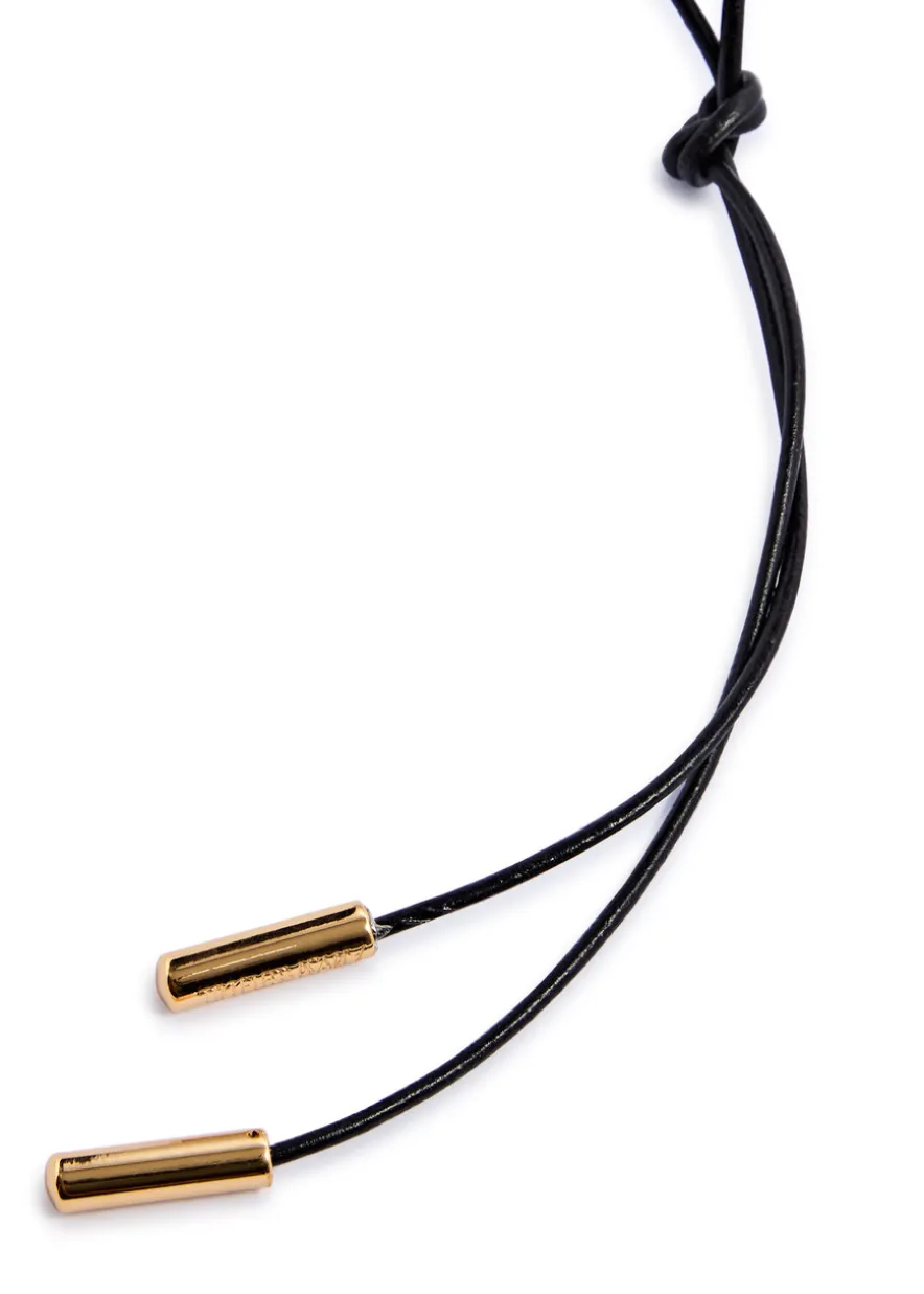 Mushroom 24kt gold-plated leather cord necklace