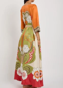 Muumuu printed silk maxi dress