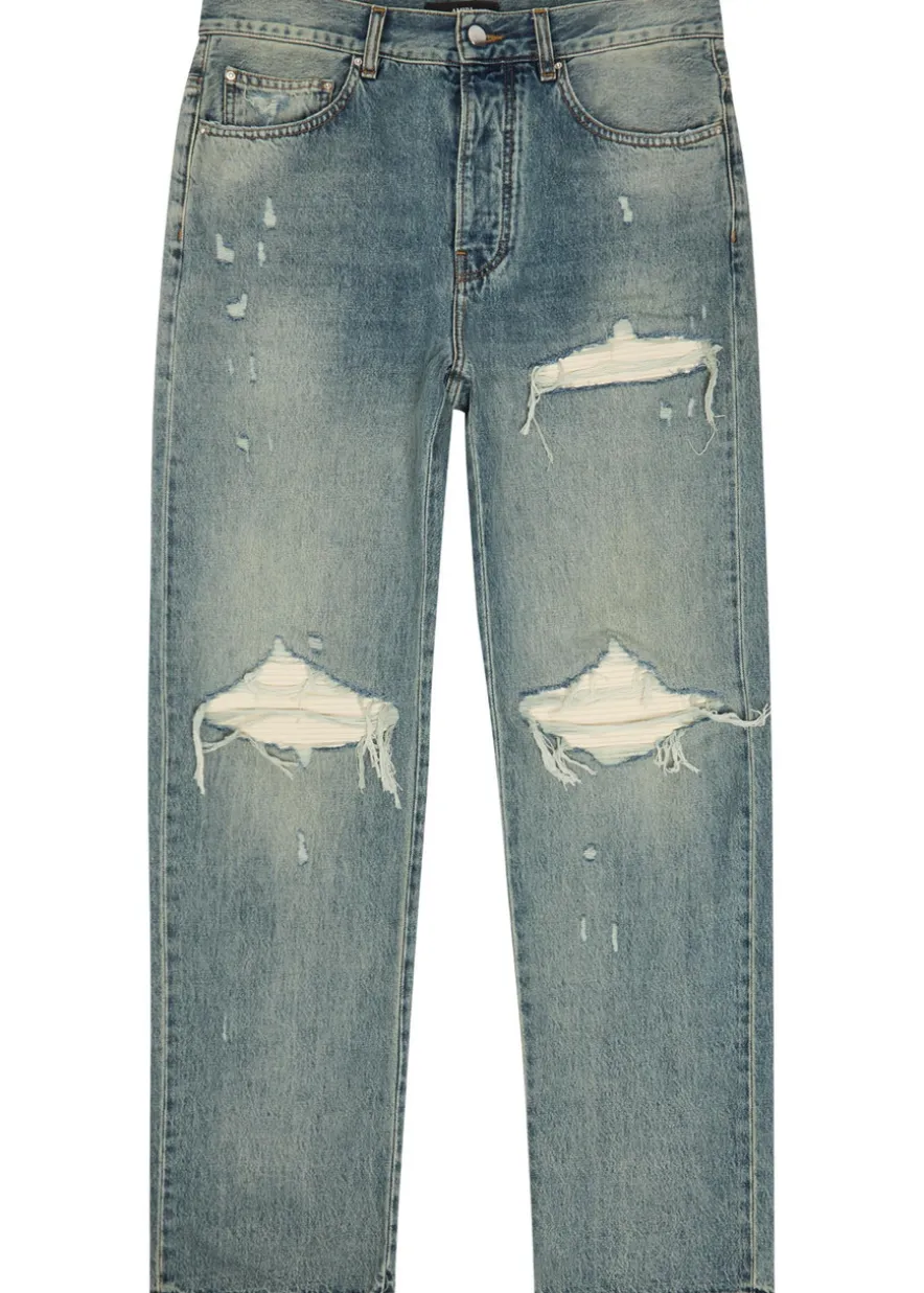 MX1 ripped straight-leg jeans