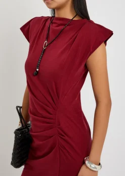 Nadeline ruched cotton midi dress