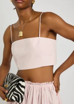 Nadir cropped cotton-poplin top