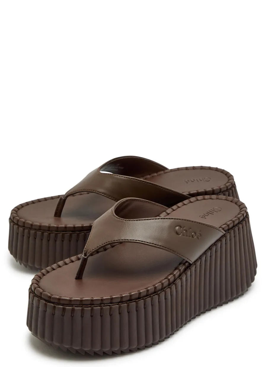 Nama 80 leather wedge thong sandals