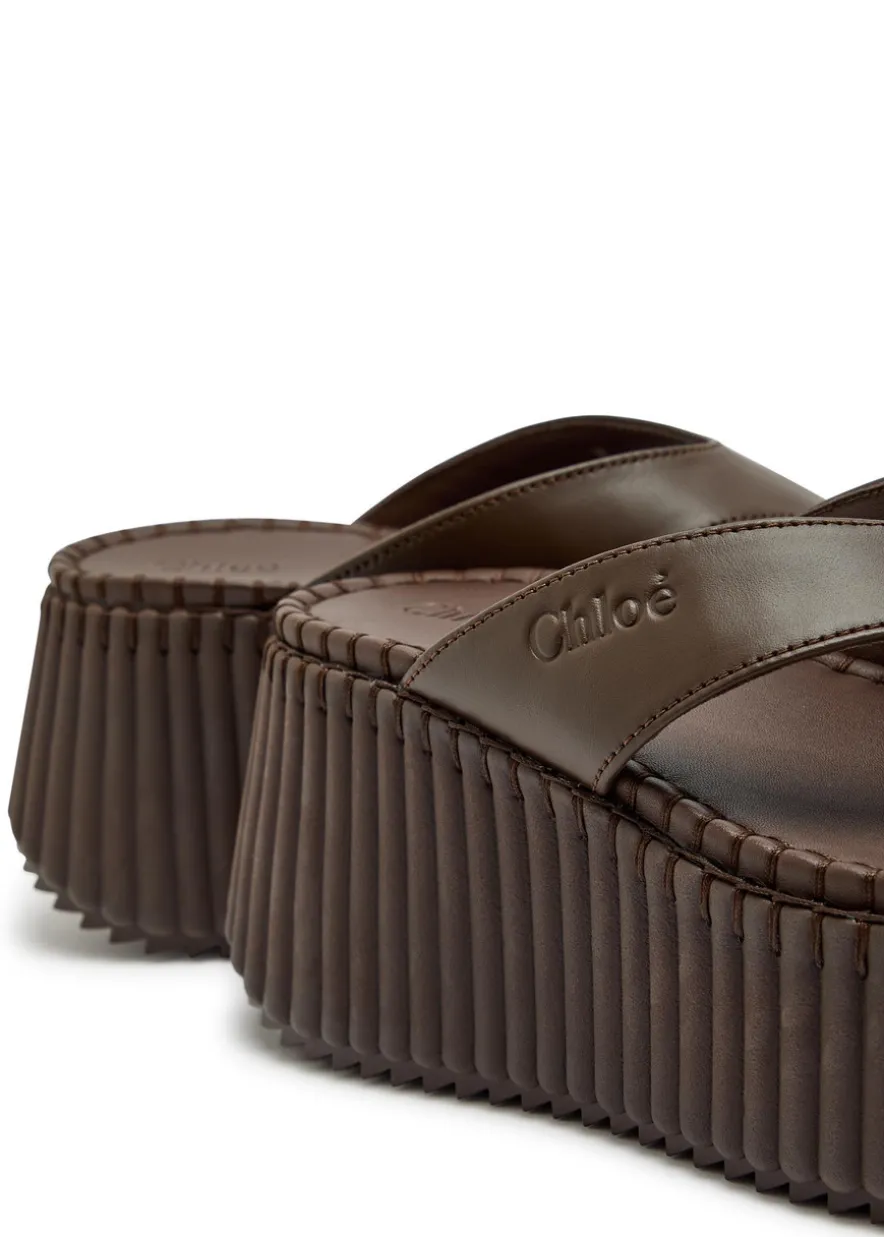 Nama 80 leather wedge thong sandals