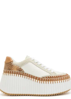 Nama panelled suede and leather flatform sneakers