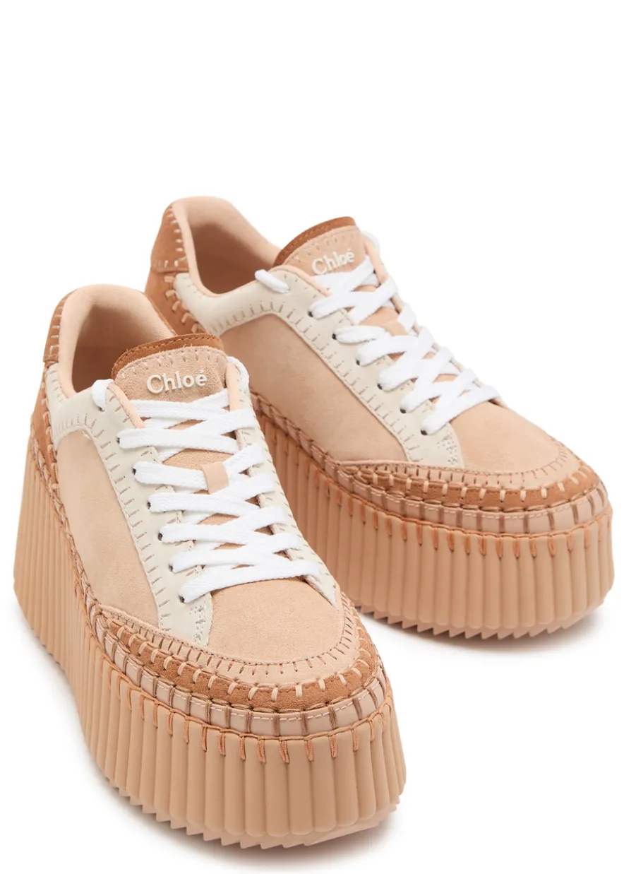 Nama panelled suede flatform sneakers