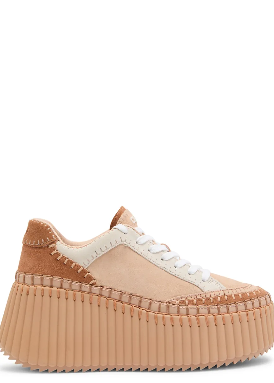 Nama panelled suede flatform sneakers