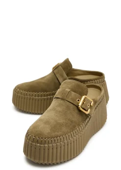 Nama platform wedge suede mules