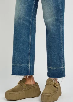 Nama platform wedge suede mules