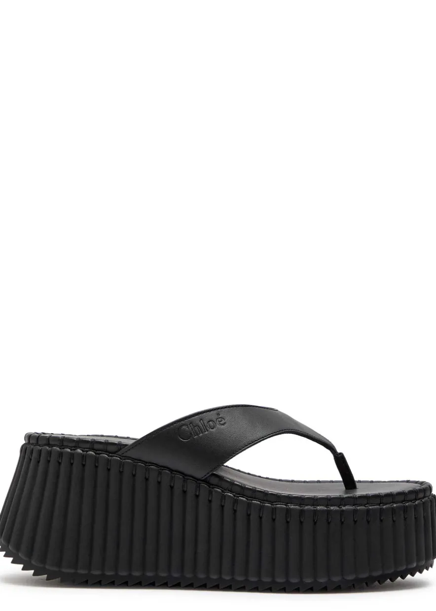 Nama 80 thong leather wedge sandals