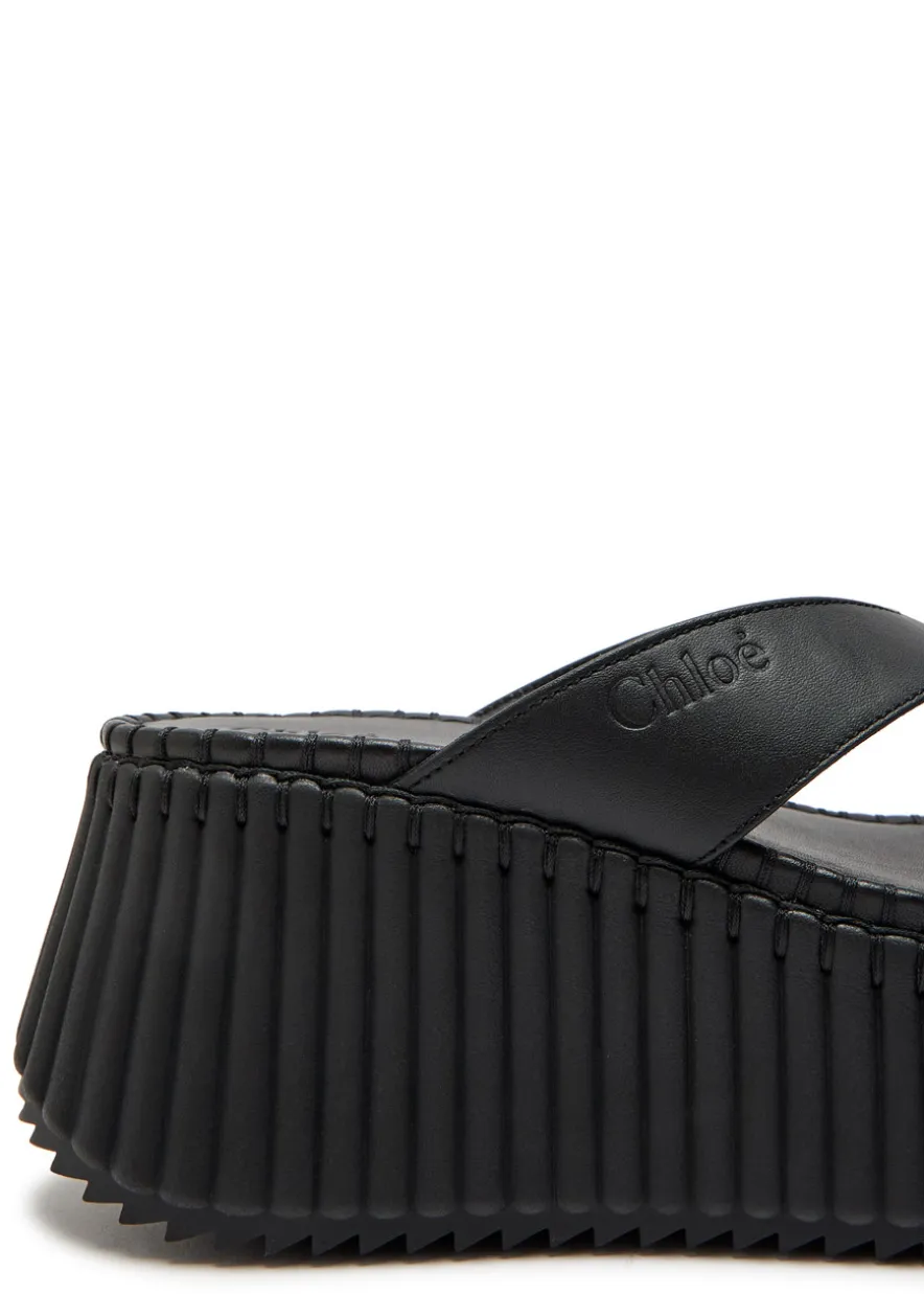Nama 80 thong leather wedge sandals