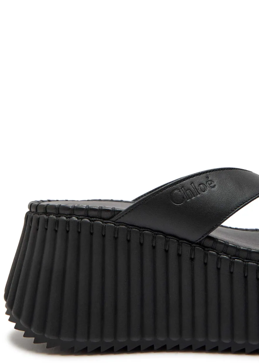 Nama 80 thong leather wedge sandals