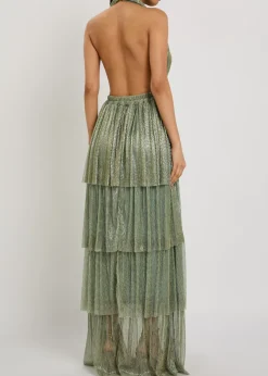 Nammos halterneck metallic-mesh maxi dress