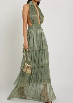 Nammos halterneck metallic-mesh maxi dress