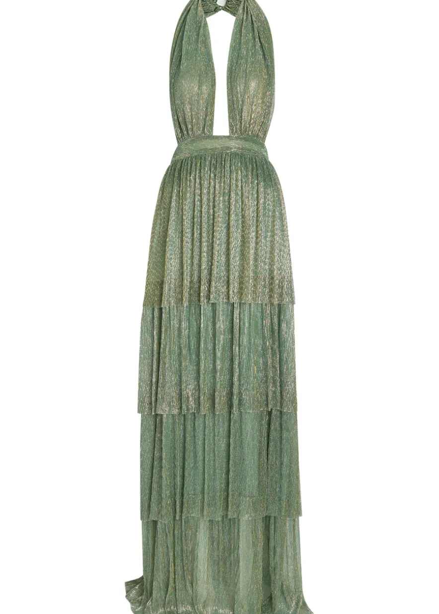 Nammos halterneck metallic-mesh maxi dress