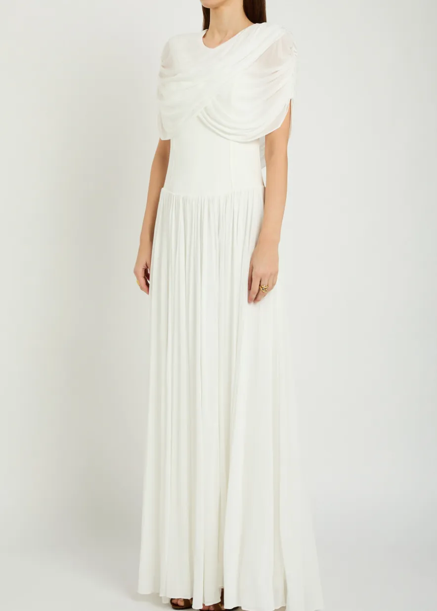Nancie draped cape-effect jersey maxi dress