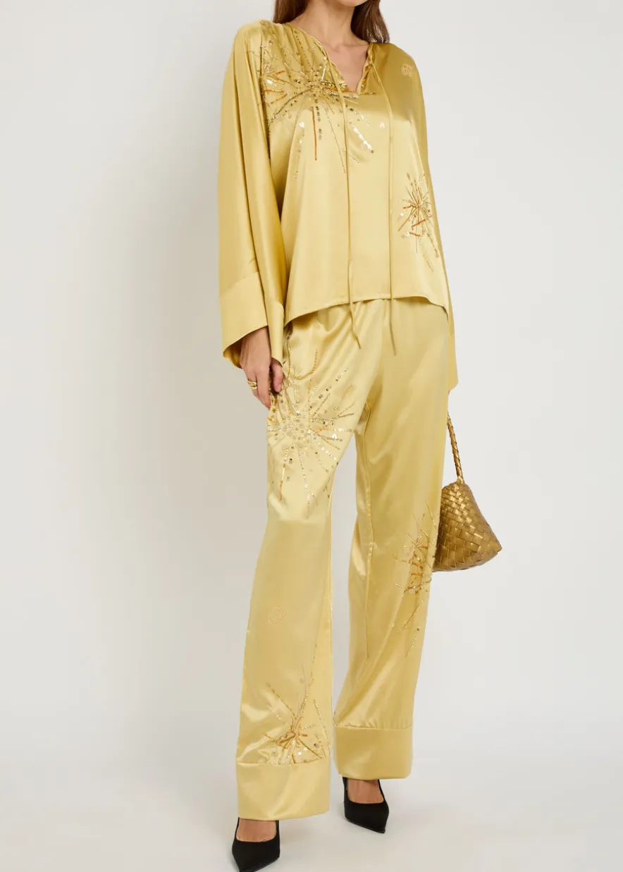 Naomi embellished stretch-silk blouse