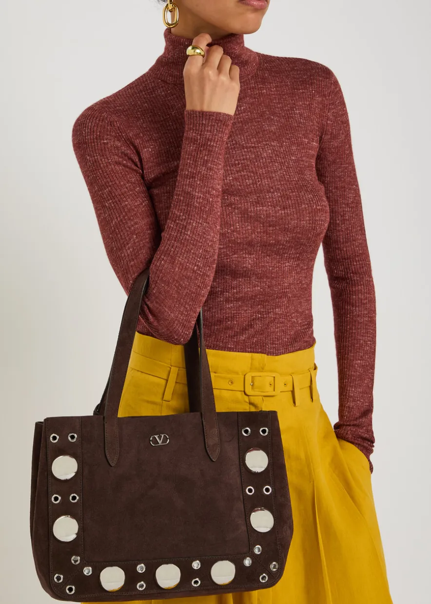 Nellcôte medium studded suede tote