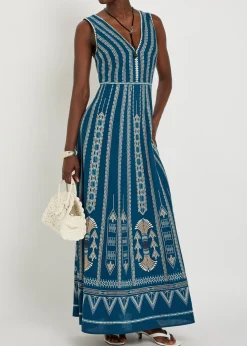 Nellie Ballerina embroidered linen-blend midi dress