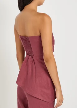 Nera ruched strapless linen top
