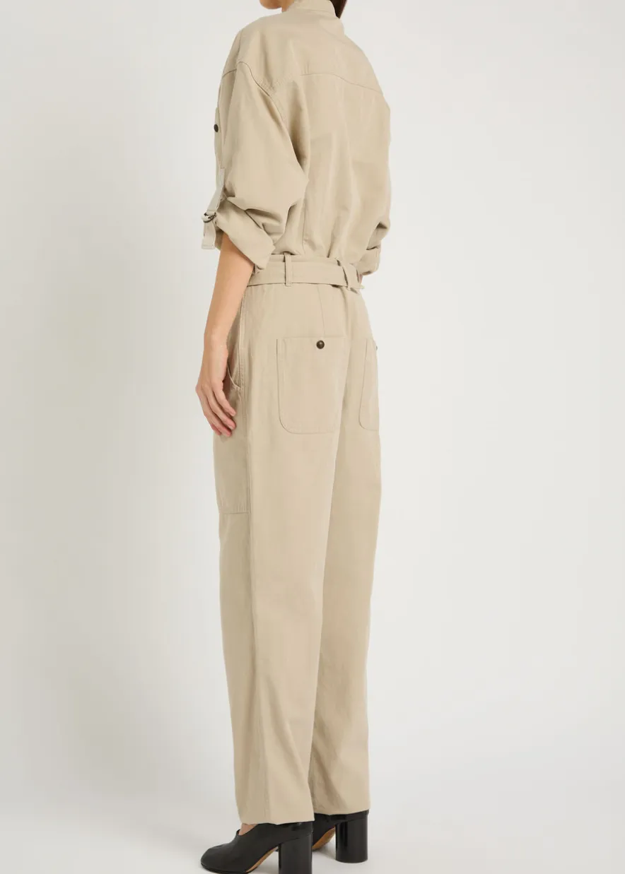 Nessime panelled cotton and linen-blend jumpsuit