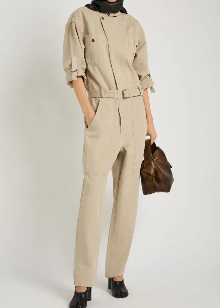 Nessime panelled cotton and linen-blend jumpsuit