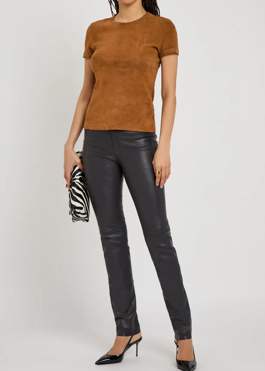 Newton slim leg leather trousers