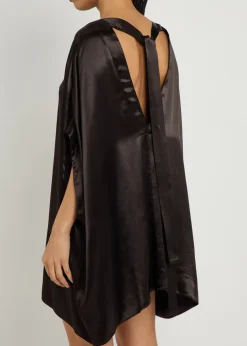 Nicla draped asymmetric satin mini dress