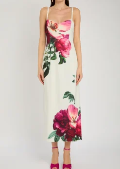 Nina floral-print satin-crepe midi dress