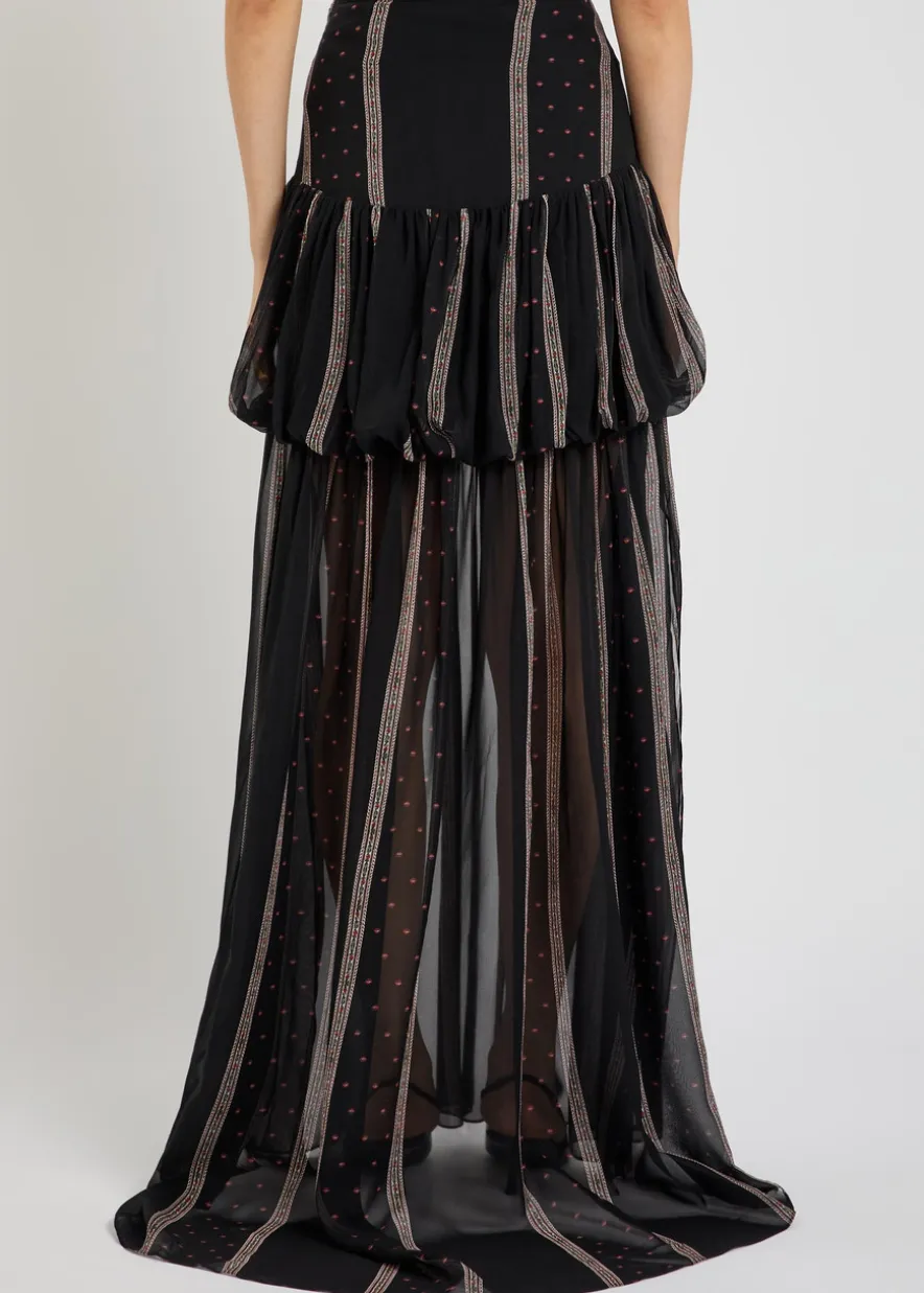 Nina printed silk-chiffon maxi skirt