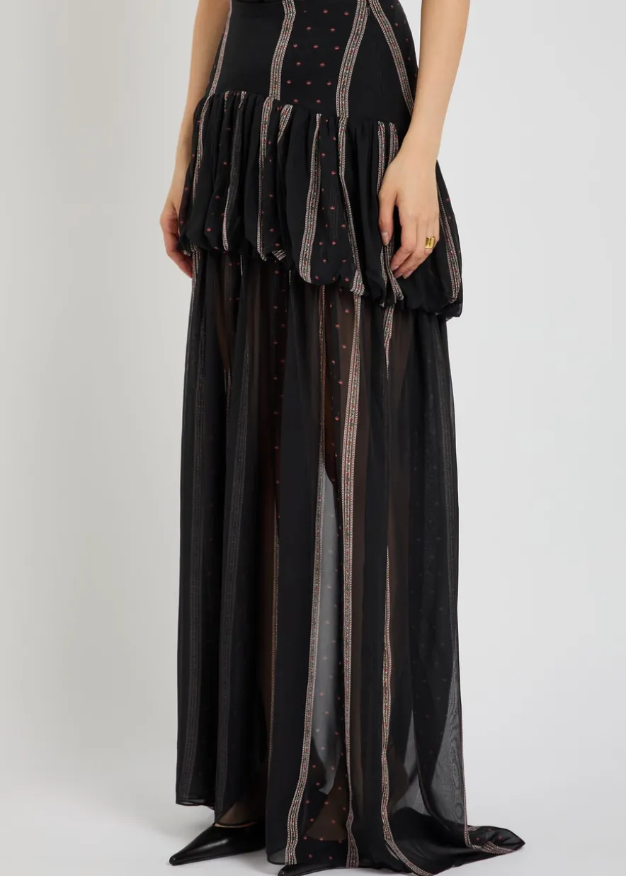 Nina printed silk-chiffon maxi skirt